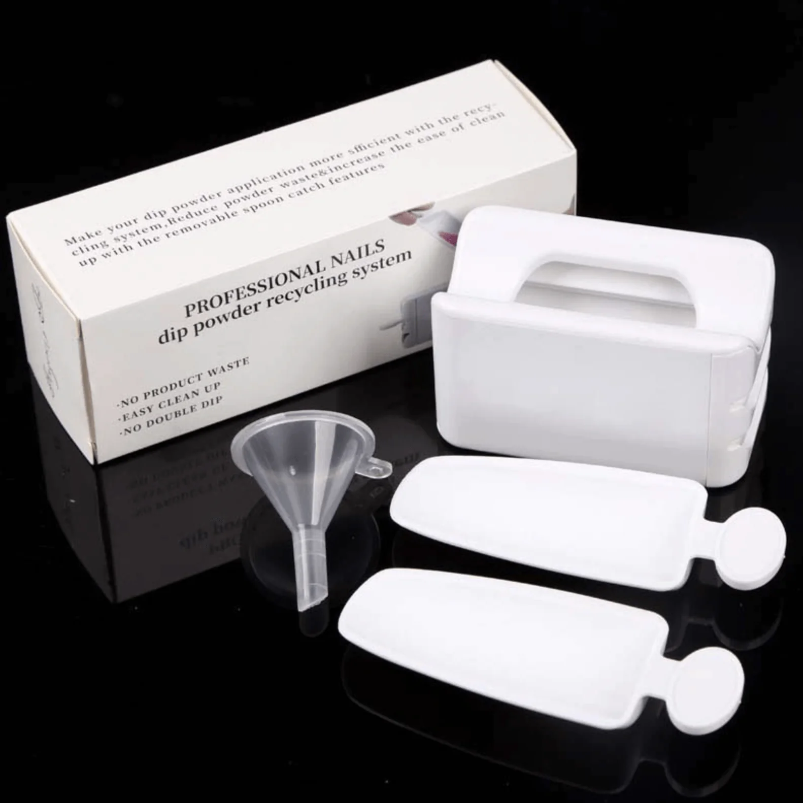 JNBS 2 Tiers Dipping Powder Tray Container with Funnel - Image 2