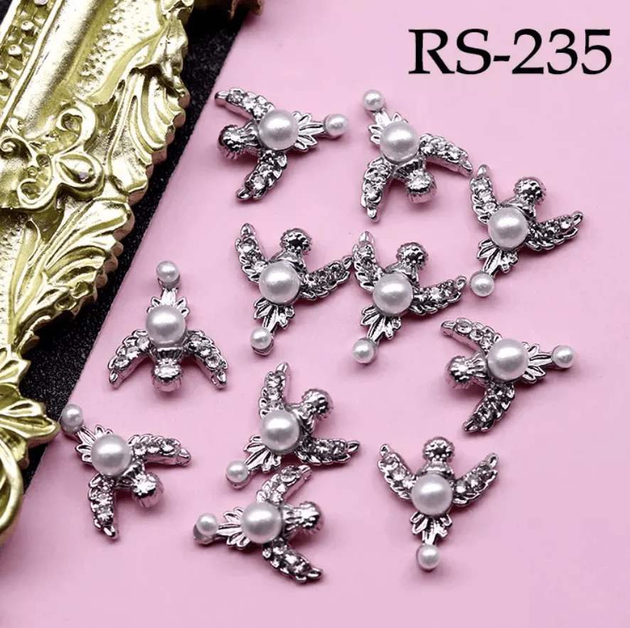 JNBS Alloy with Pearls Crystal Zircon Nail Charm RS233, RS234, RS235 - Image 3