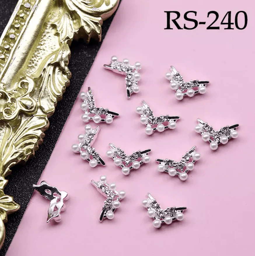 JNBS Alloy with Pearls Crystal Zircon Nail Charm RS239, RS240, RS241 - Image 2