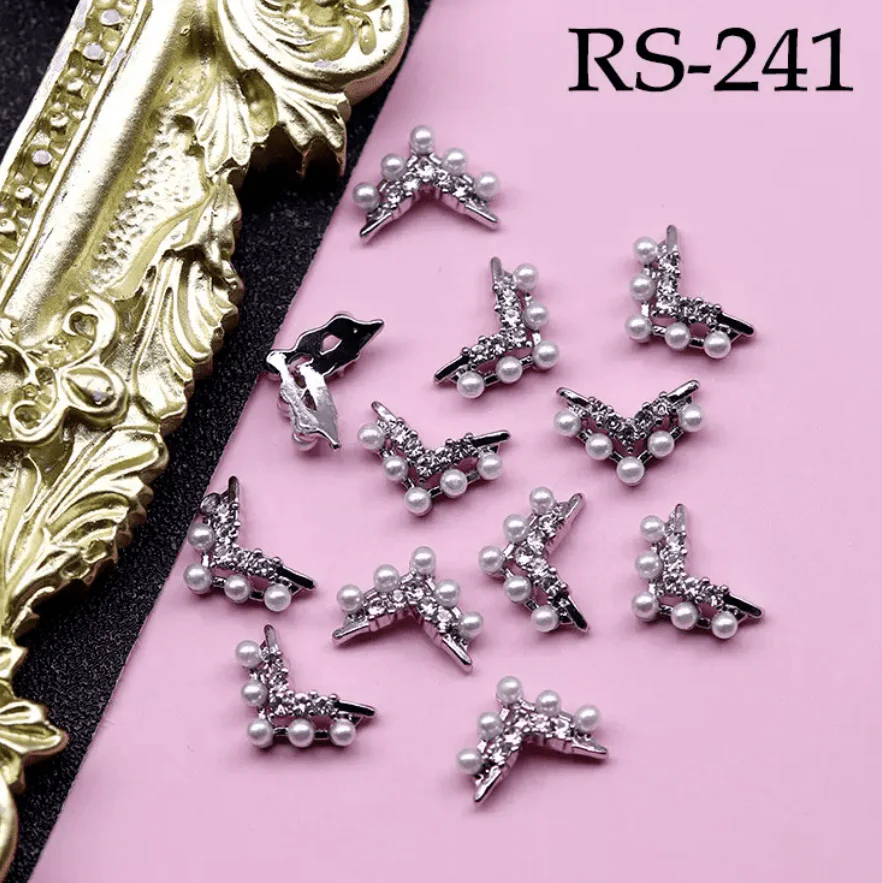 JNBS Alloy with Pearls Crystal Zircon Nail Charm RS239, RS240, RS241 - Image 3