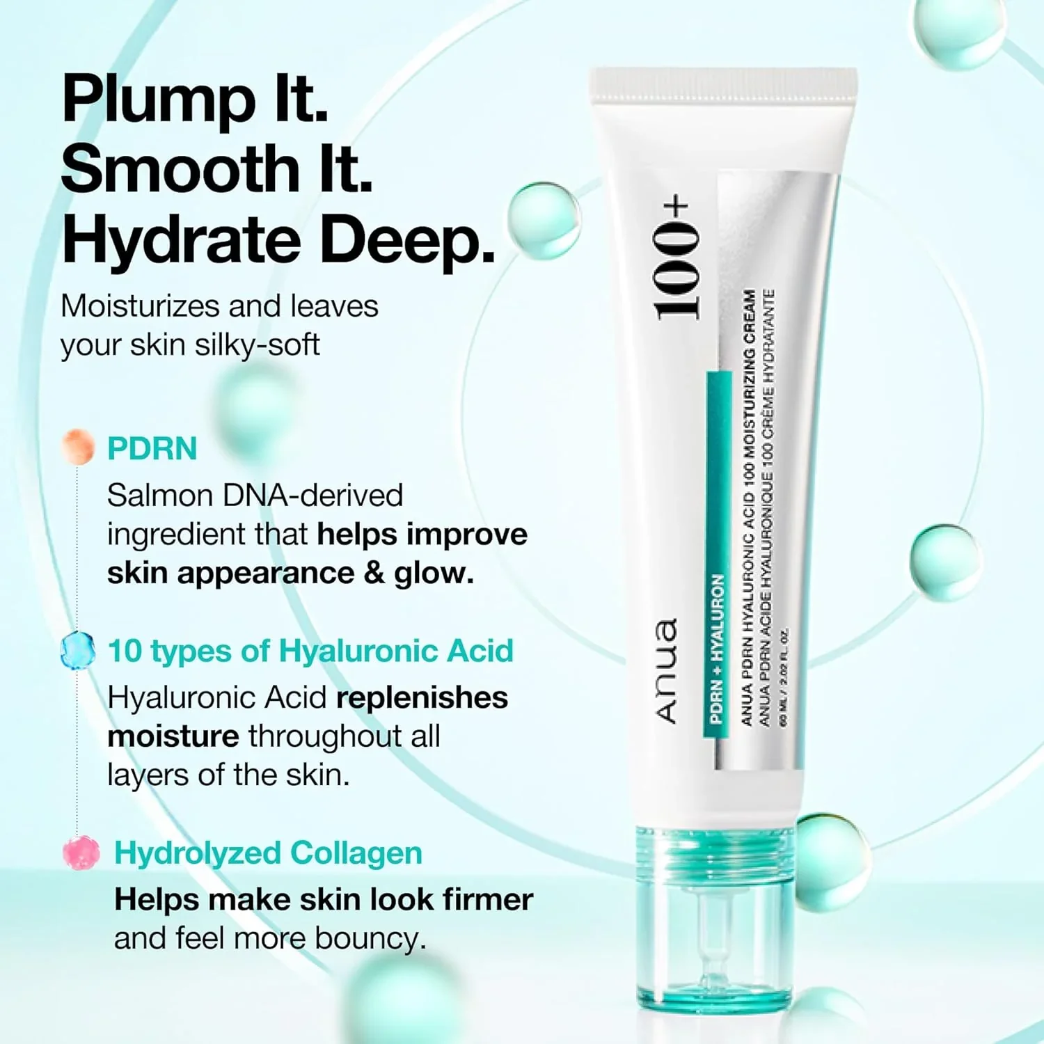 ANUA PDRN Hyaluronic Acid 100 Moisture Cream 60mL - Image 3