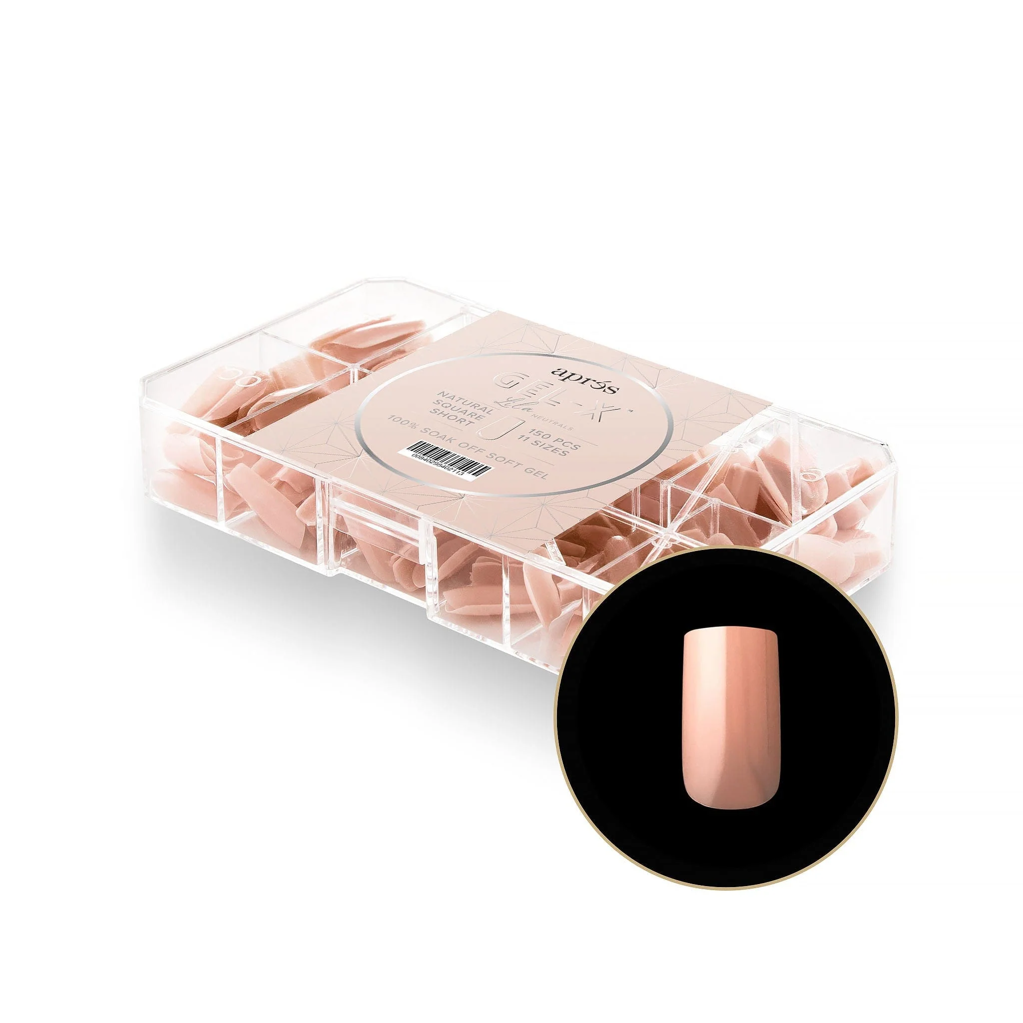 Apres Gel X™ NEUTRALS Box of 150pcs Lila Natural Square Tips - Image 2