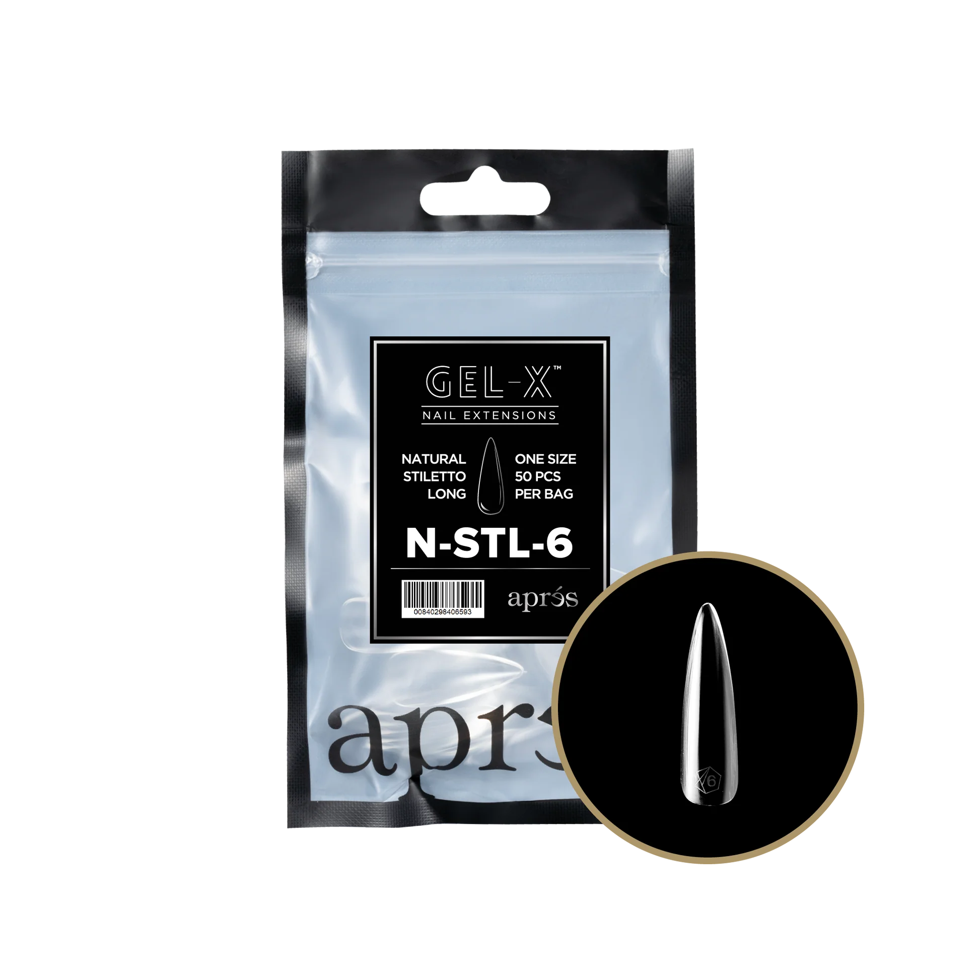 Apres Refill Bags (50pcs) Natural Stiletto Long - Image 15