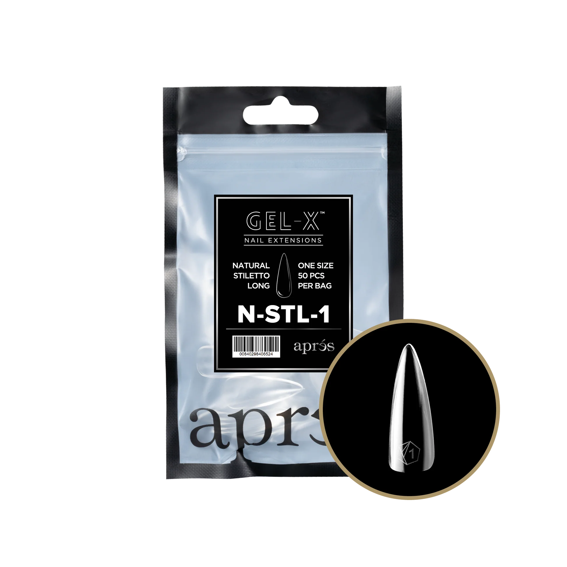 Apres Refill Bags (50pcs) Natural Stiletto Long - Image 6