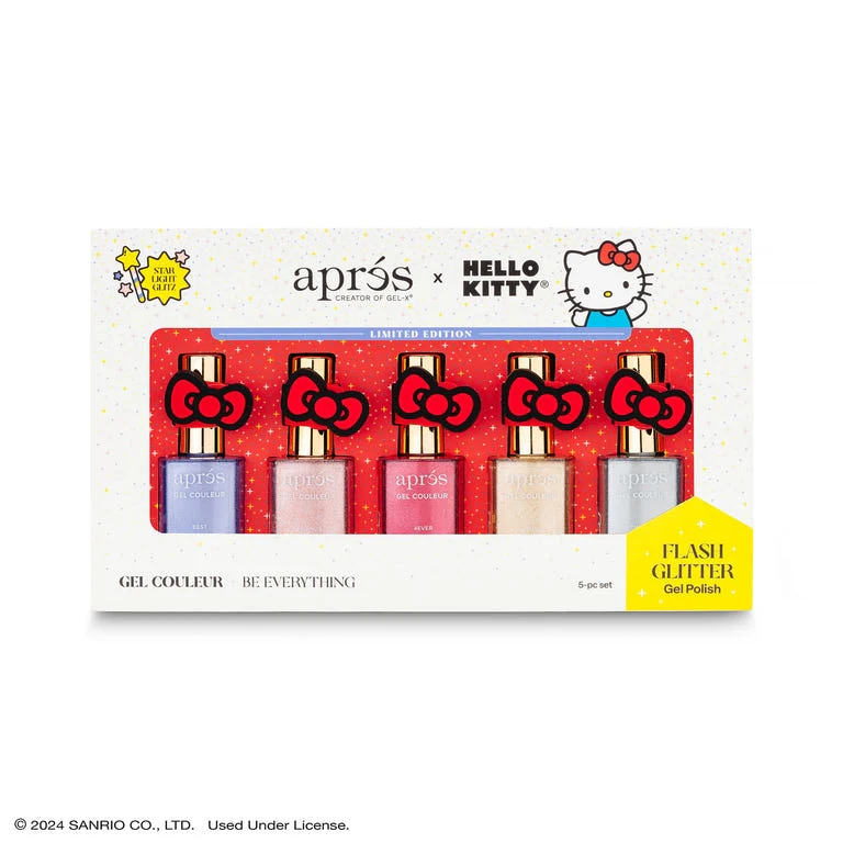 Apres Gel Couleur Hello Kitty® Best Friends Flash Glitter Gel Couleur (Set of 5), 10ml - Image 3