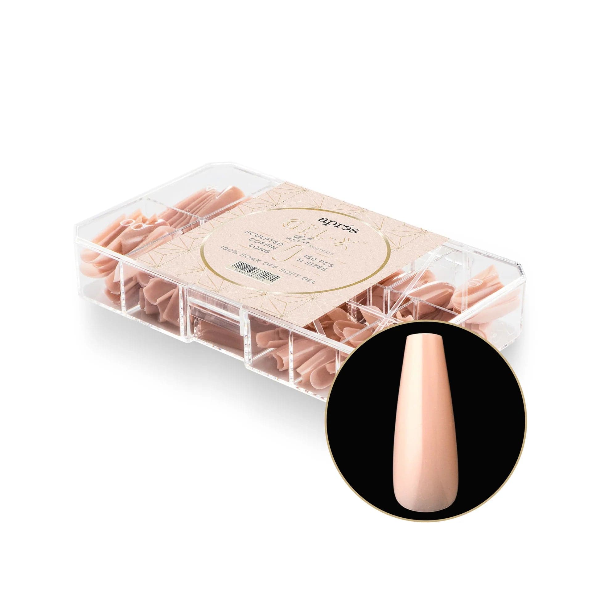 Apres Gel X™ NEUTRALS Box of 150pcs Lila Sculpted Coffin Long Tips