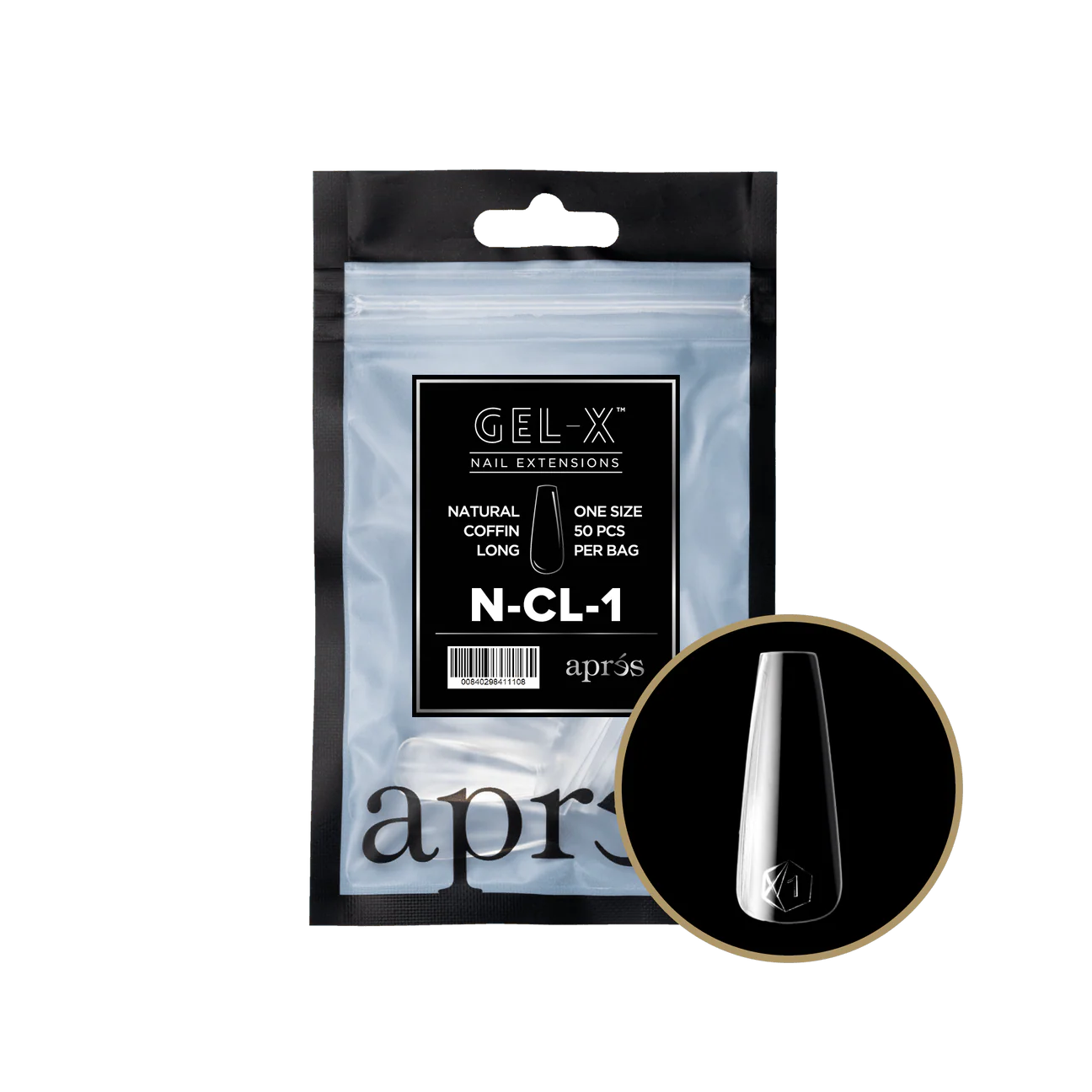 Apres Gel X™ Refill Bags (50pcs) Natural Coffin Long Tips - Image 2