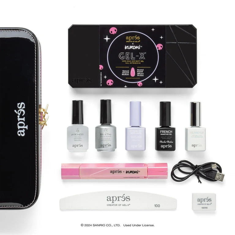 Apres Kuromi™ x Aprés Gel-X® Nail Extension Kit + Neutral French Natural Almond Medium Box of Tips (280pcs, 14 sizes) - Image 5