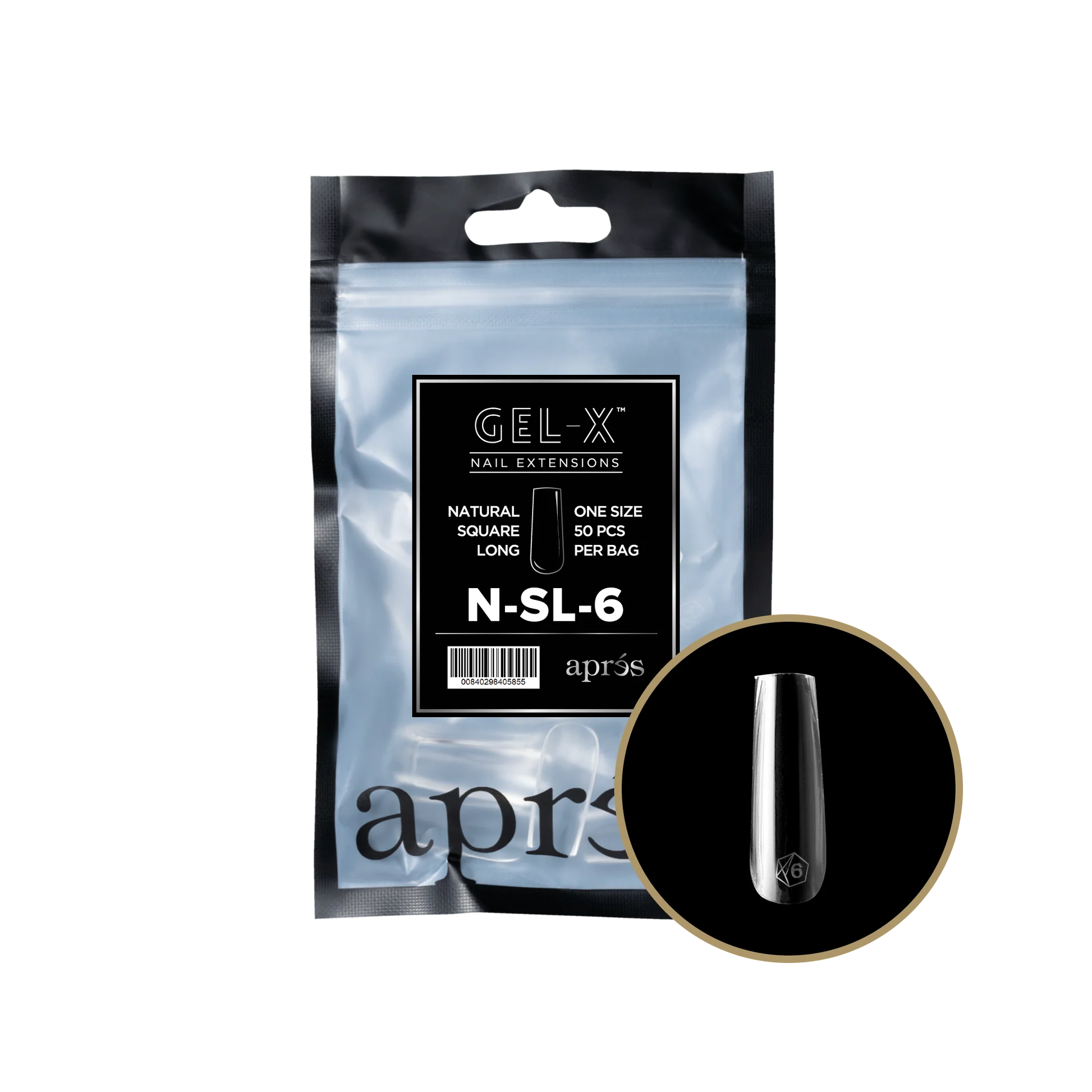 Apres Refill Bags (50pcs) Natural Square Long Tips - Image 11