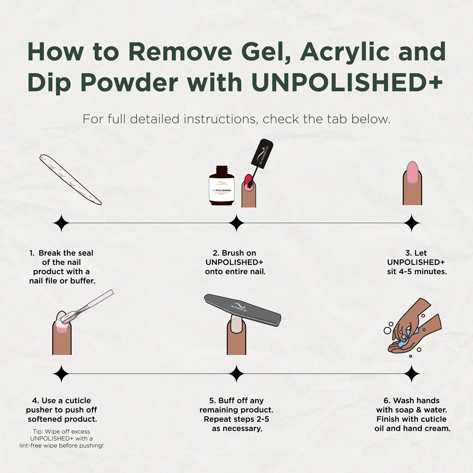 Bio Seaweed Gel, Acrylic and Dip Powder Nail Remover UNPOLISHED+ - Image 3