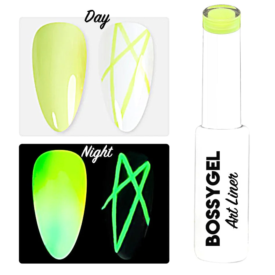 BOSSY Gel Art Liner Glow In The Dark 01 Neon Lime - Image 3