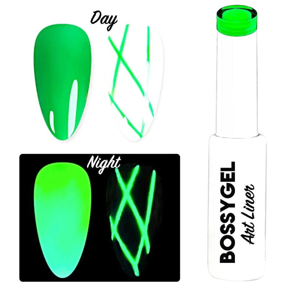 BOSSY Gel Art Liner Glow In The Dark 09 Neon Emerald Green - Image 3