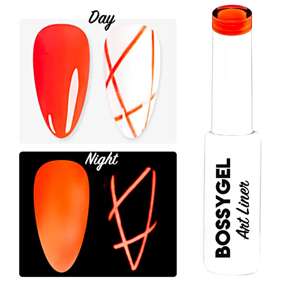 BOSSY Gel Art Liner Glow In The Dark 10 Neon Red - Image 3