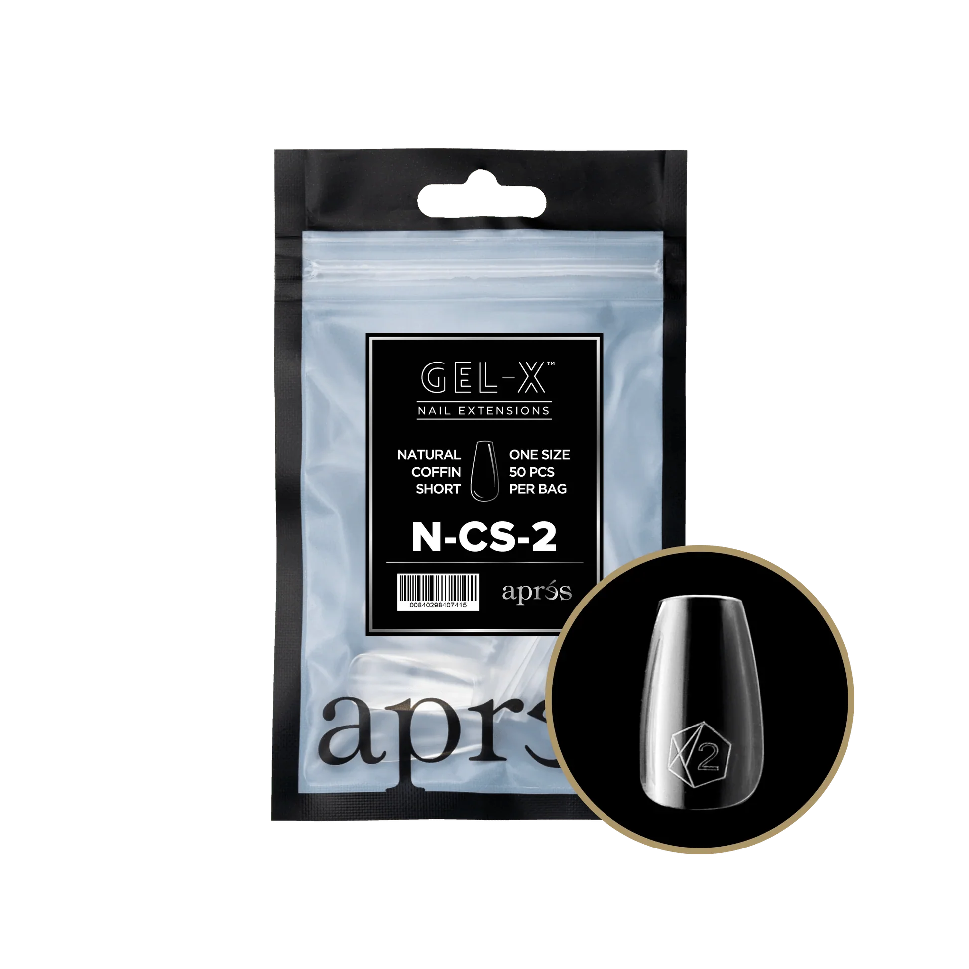 Apres Gel X™ Refill Bags (50pcs) Natural Coffin Short Tips - Image 4