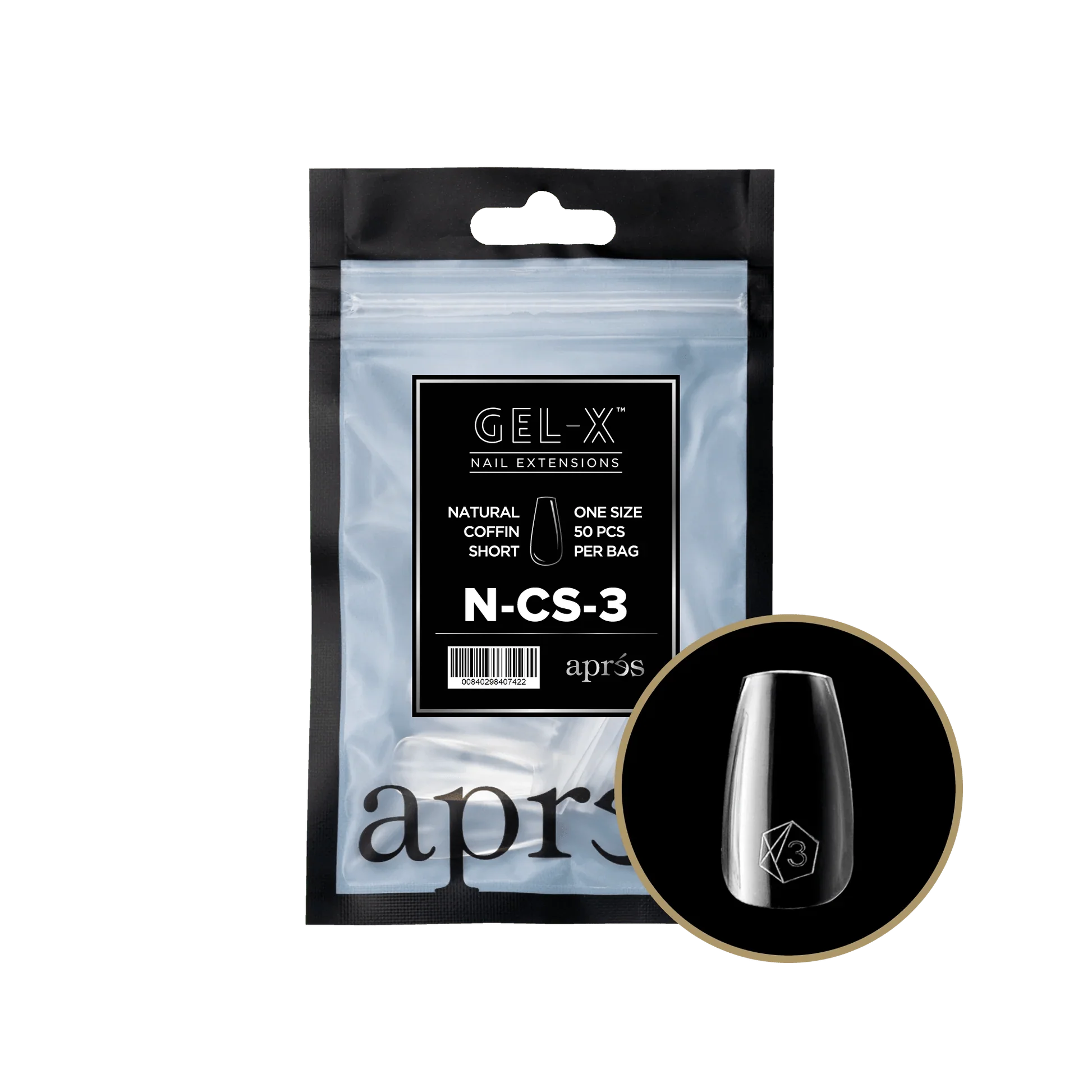 Apres Gel X™ Refill Bags (50pcs) Natural Coffin Short Tips - Image 5