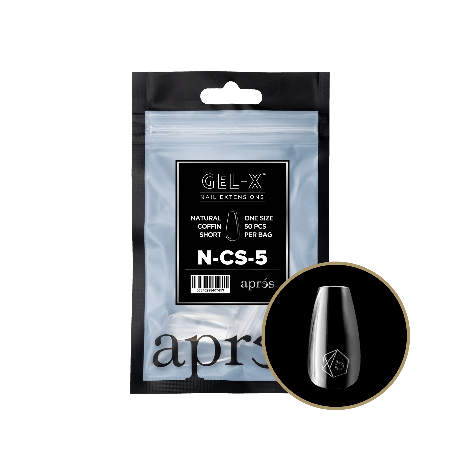 Apres Gel X™ Refill Bags (50pcs) Natural Coffin Short Tips - Image 8