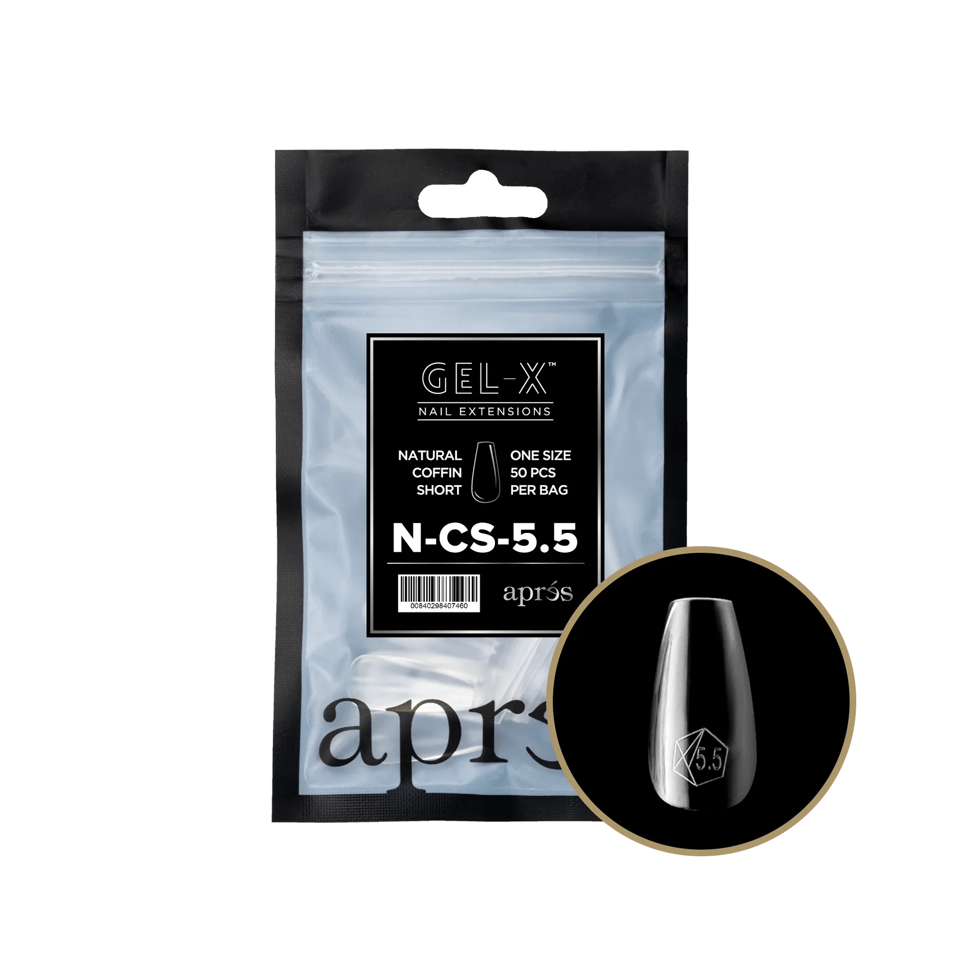 Apres Gel X™ Refill Bags (50pcs) Natural Coffin Short Tips - Image 9