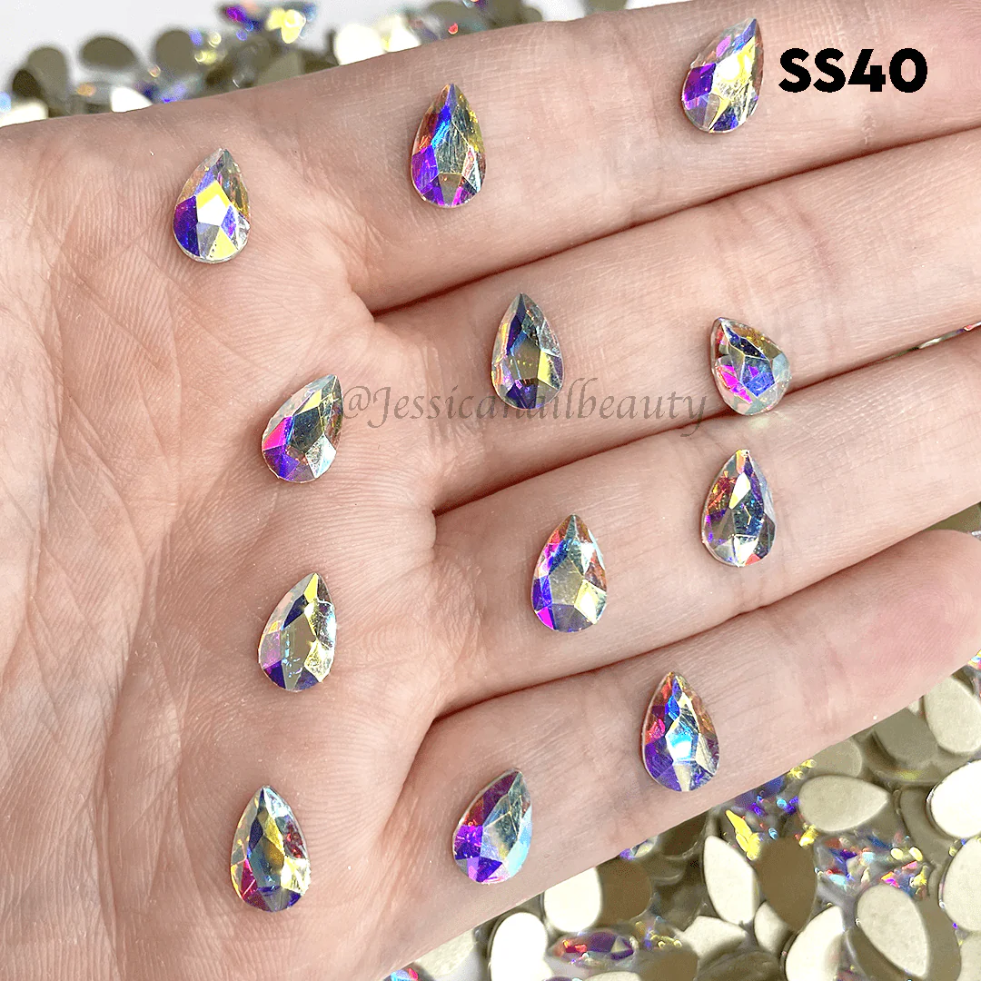 JNBS Crystal Rhinestone Pear Flatback  Crystal AB - Image 2