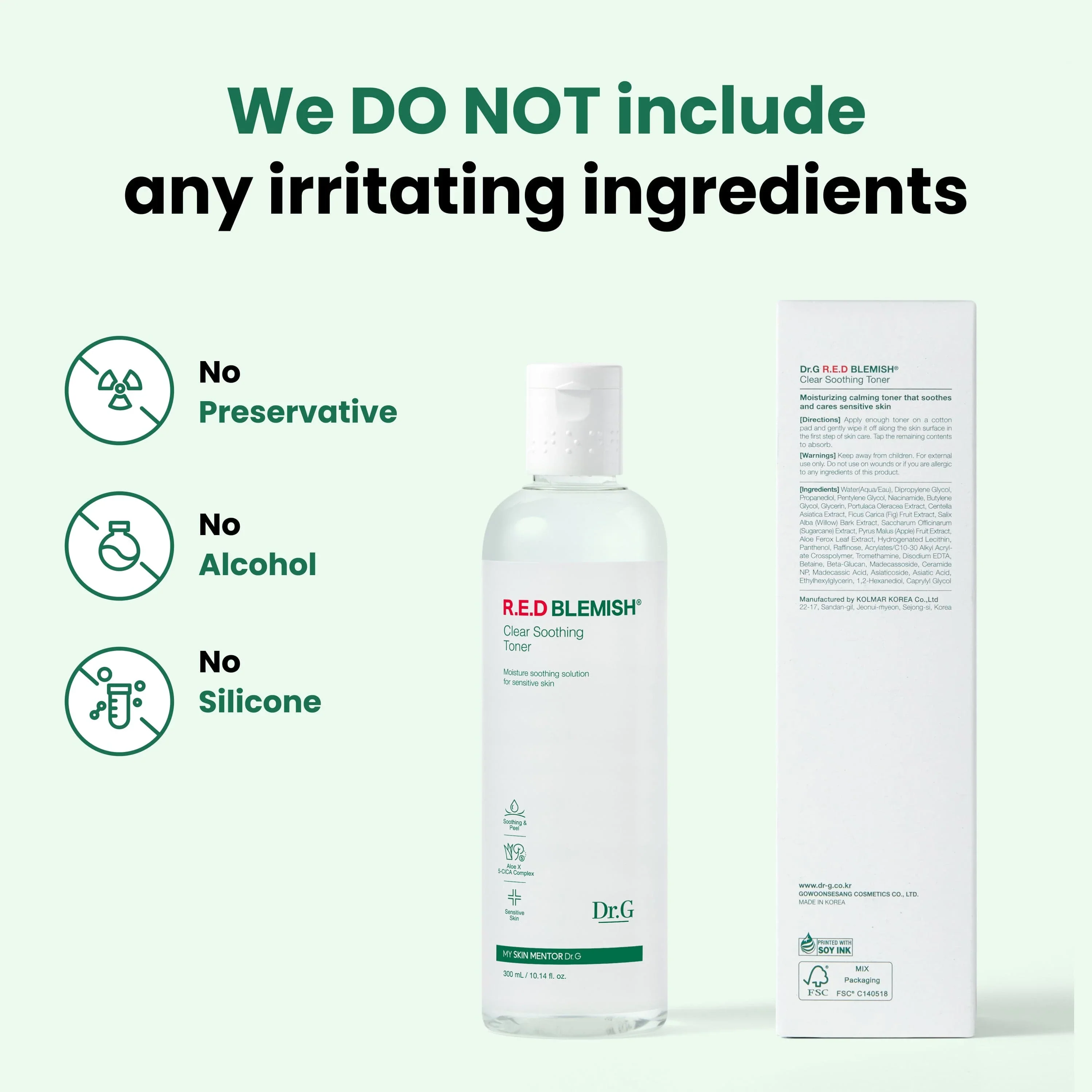 DR.G R.E.D Blemish Clear Soothing Toner 300mL - Image 5