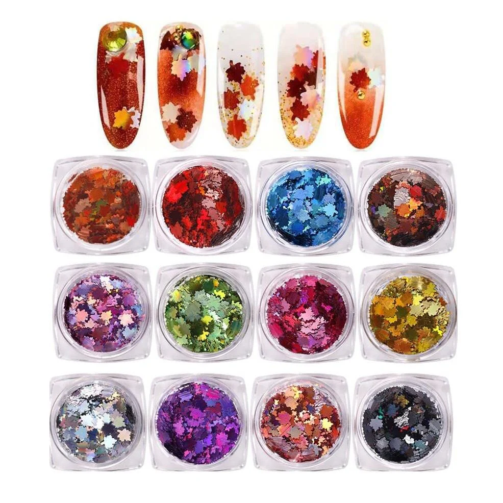 JNBS Glitter Autumn Leaf (Set of 12 jars)