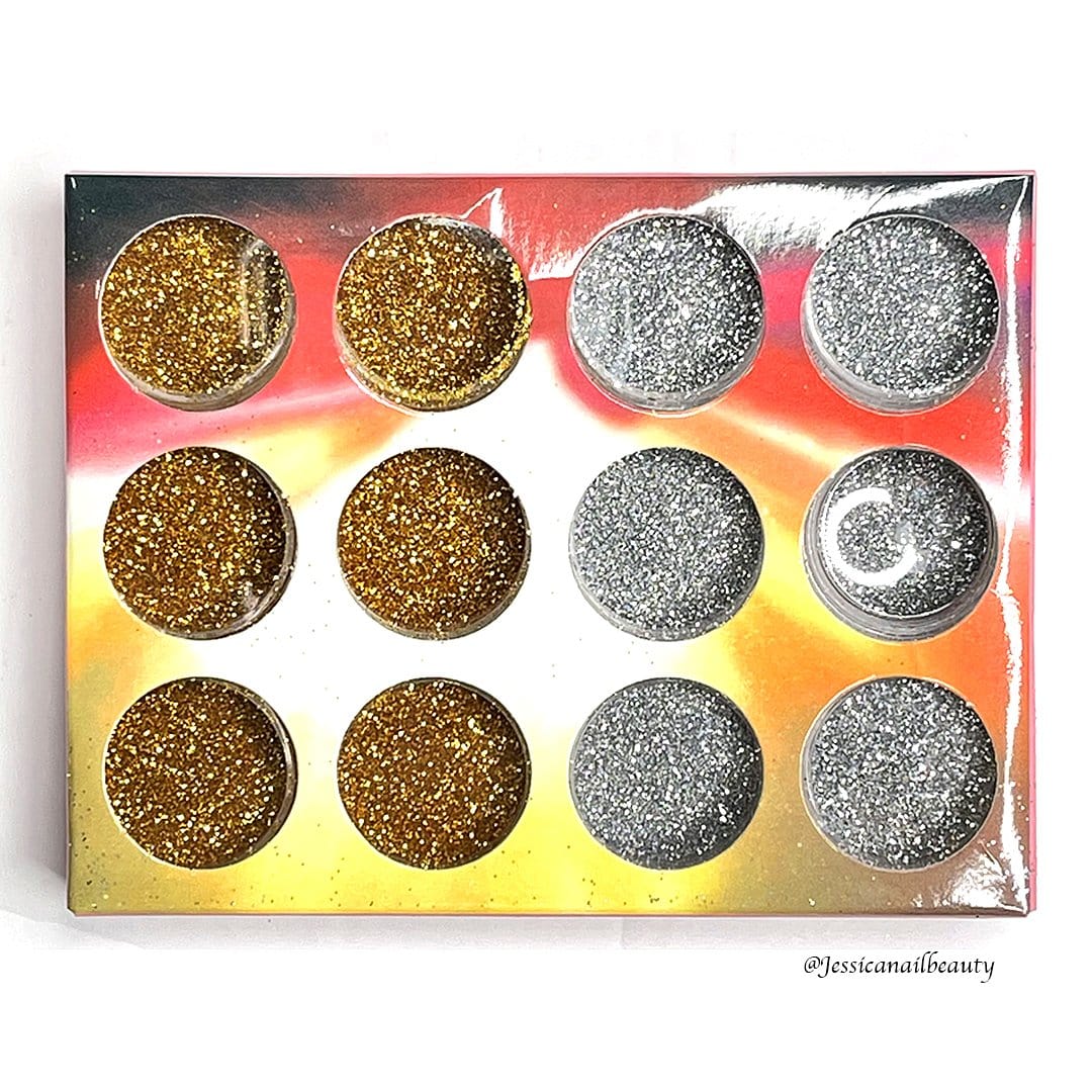 JNBS Glitter Dusty Gold & Silver (Set of 12 jars)