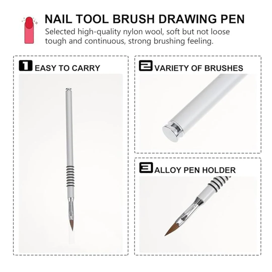 JNBS 3D Acrylic Nail Art Brush Silver - Image 2