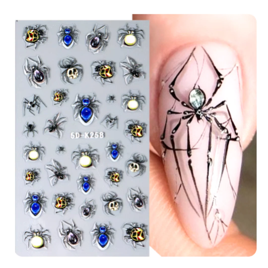 JNBS 5D Nail Sticker Halloween Spiders