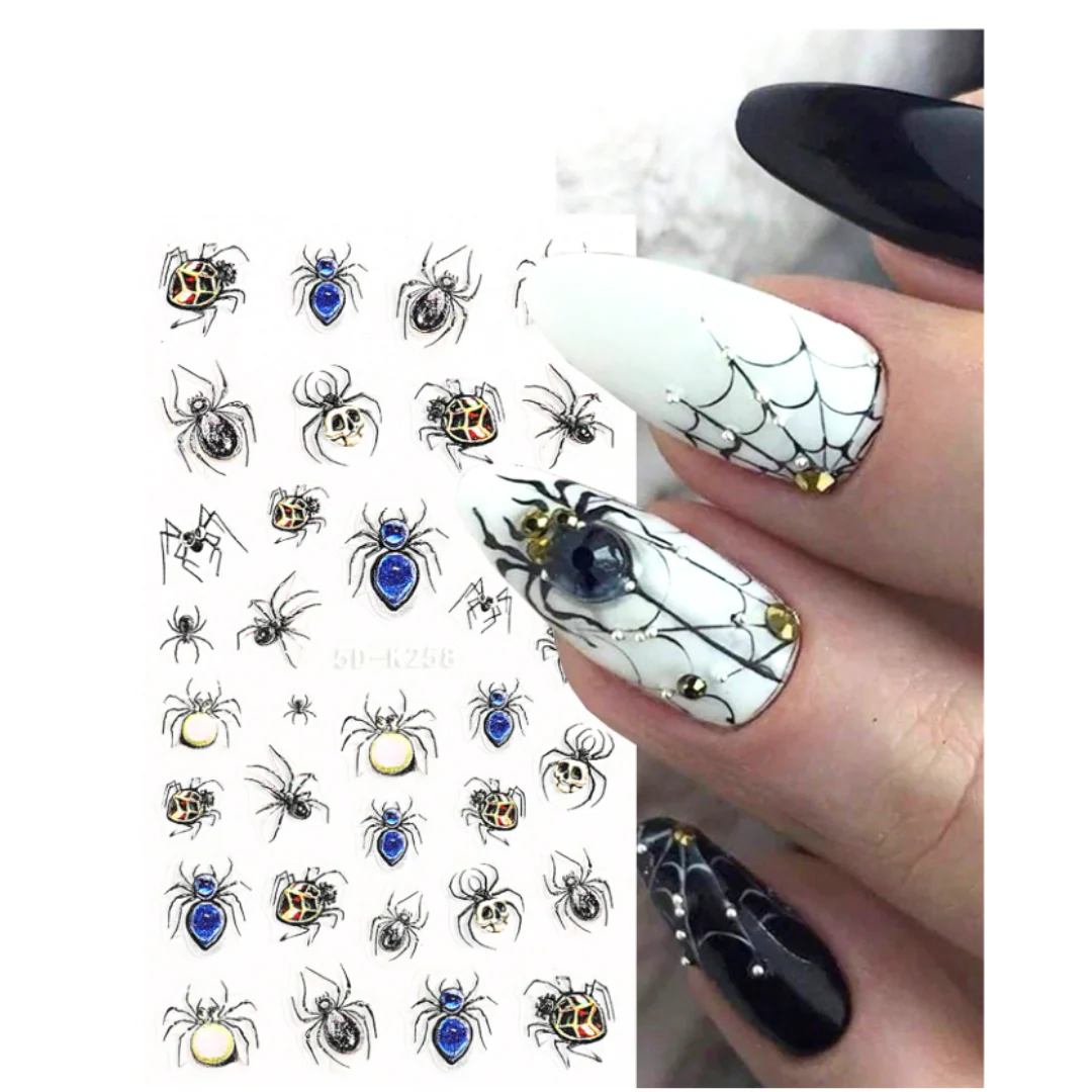 JNBS 5D Nail Sticker Halloween Spiders - Image 2