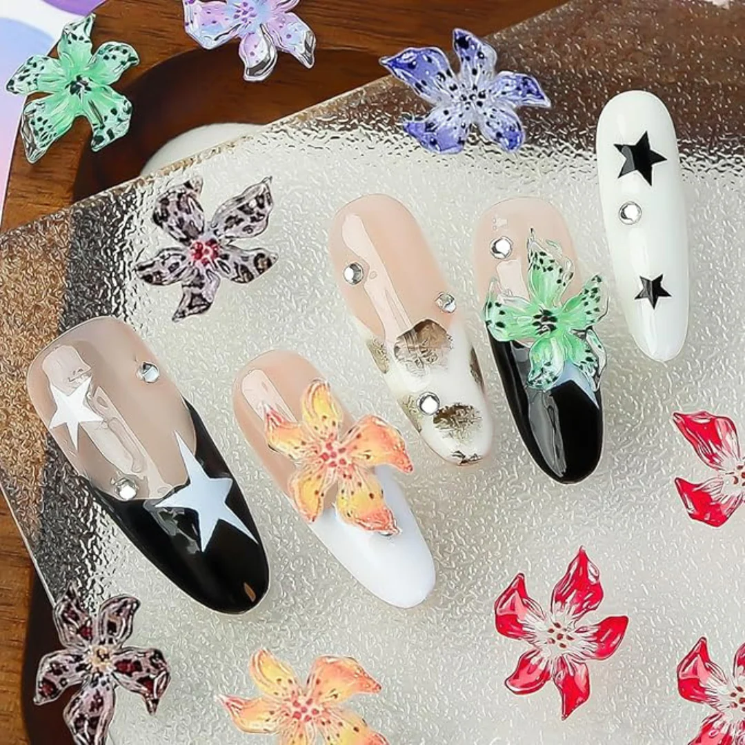 JNBS 3D Flower Nail Charm (50 pcs) - Assorted Styles (8613) - Image 2