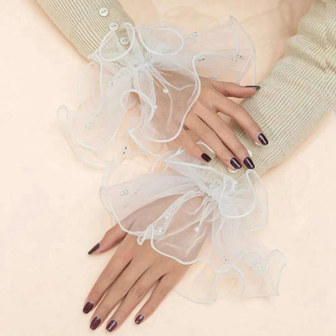 JNBS White Lace Cuffs for Nail Art Photography - Image 2