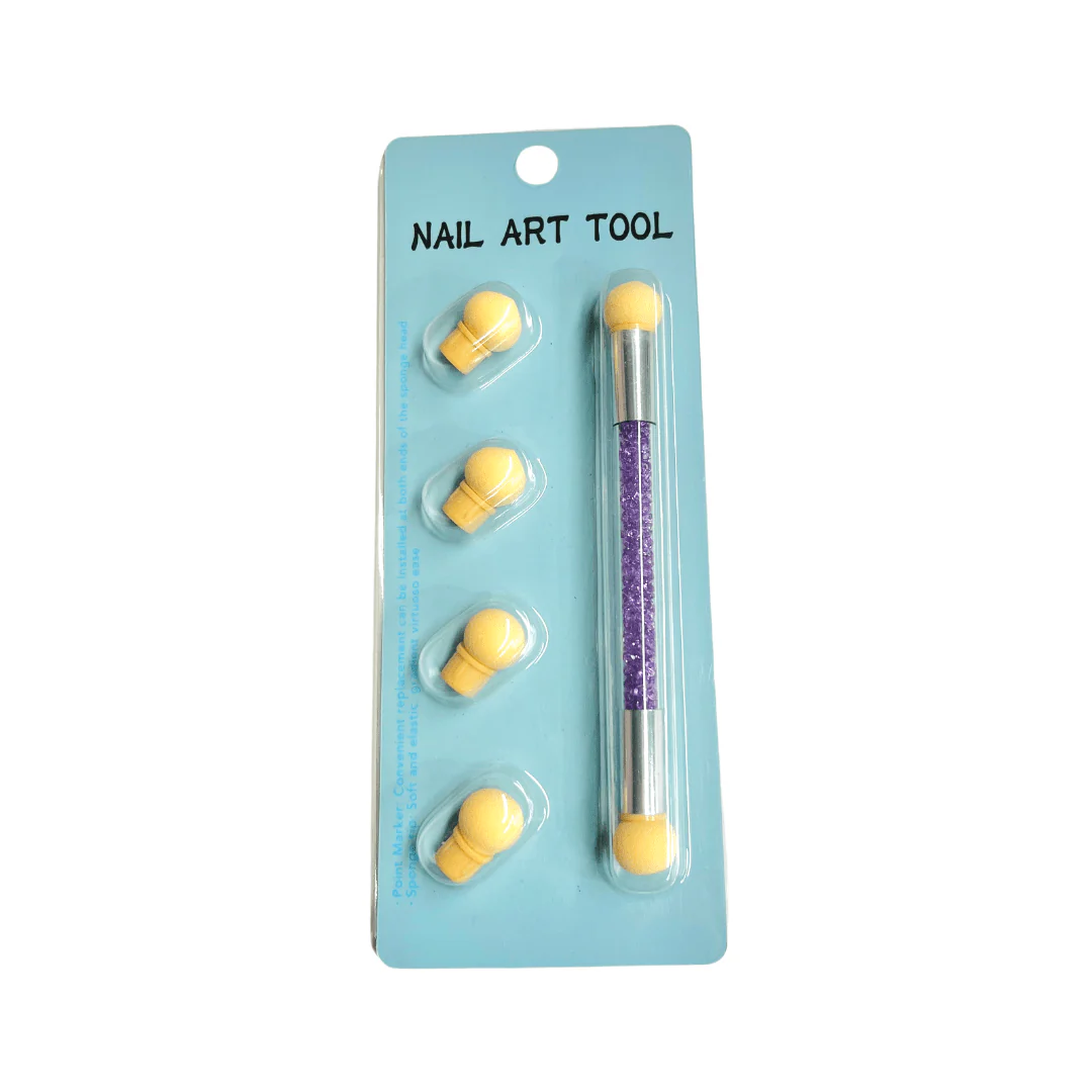JNBS Nail Art Tool Dual Head Crystal Brush Stamper And Sponge (Assorted Colors)