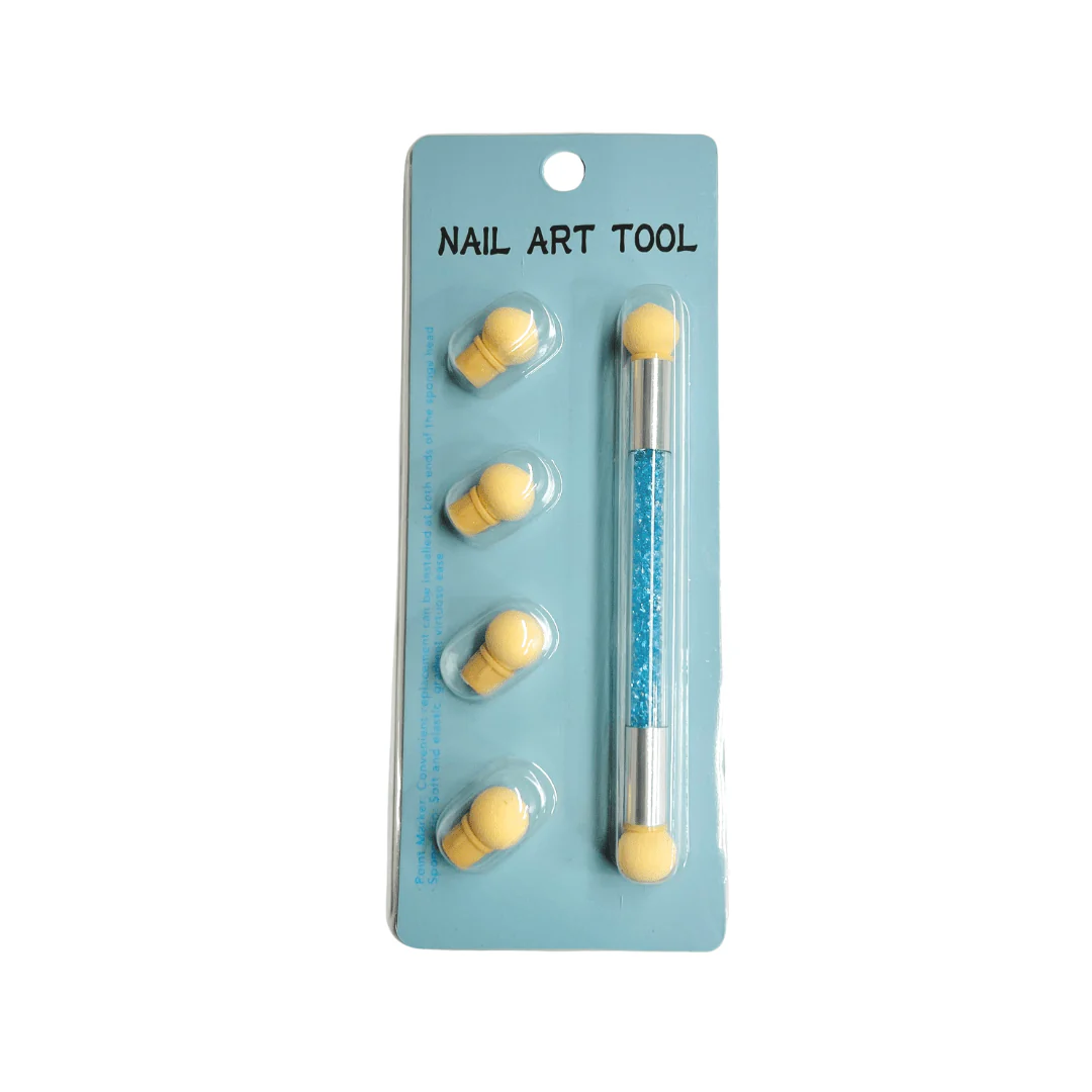 JNBS Nail Art Tool Dual Head Crystal Brush Stamper And Sponge (Assorted Colors) - Image 2