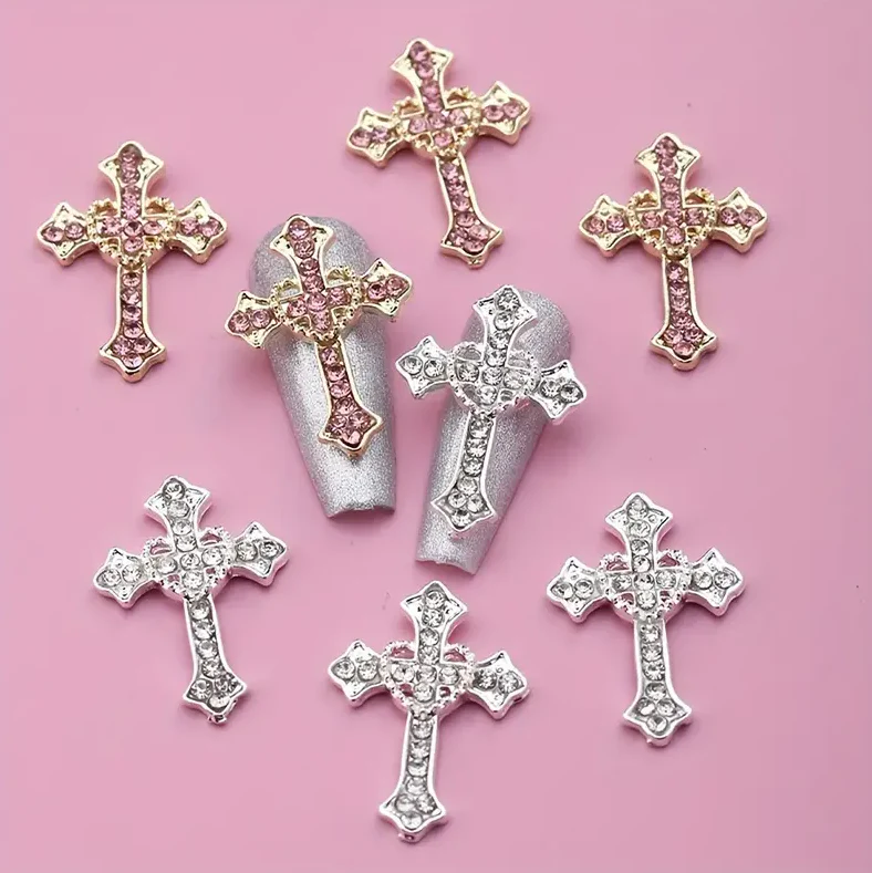 JNBS Nail Charm 3D Cross Heart Shaped Alloy (8pcs) - Image 2