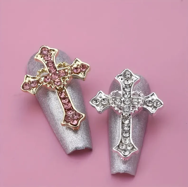 JNBS Nail Charm 3D Cross Heart Shaped Alloy (8pcs) - Image 3