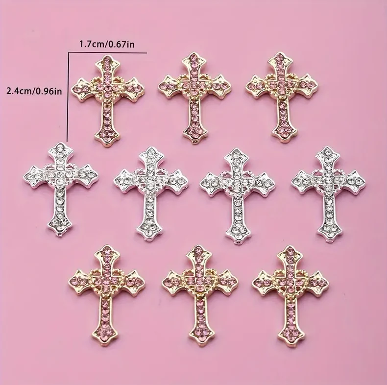JNBS Nail Charm 3D Cross Heart Shaped Alloy (8pcs) - Image 4