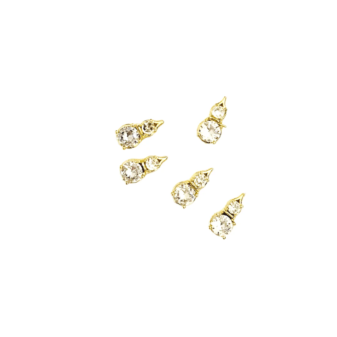 JNBS Nail Charm Diamond Silver Gold Two Stones - Image 2
