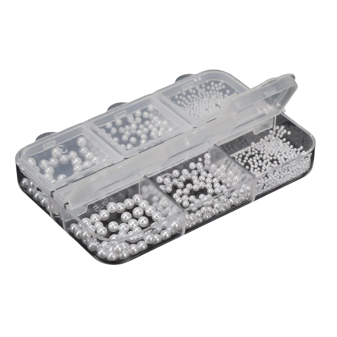 JNBS Nail Charm White Pearl Beads (2 Sizes) - Image 2