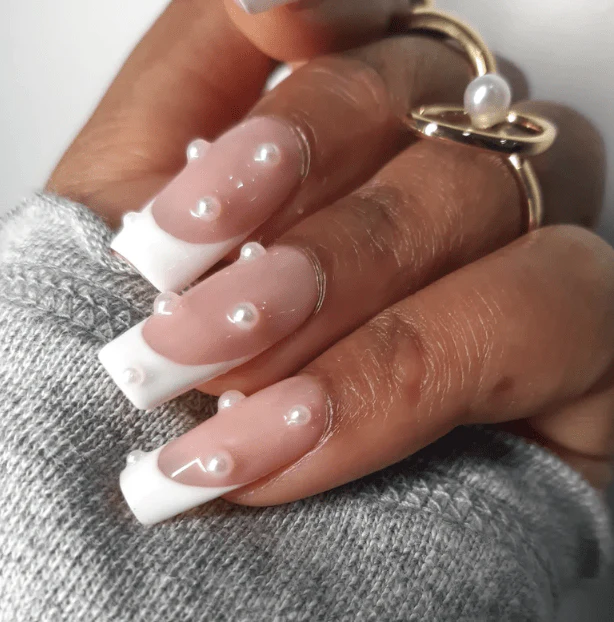 JNBS NAIL CHARM WHITE PEARL SET (06 GRIDS) - Image 2