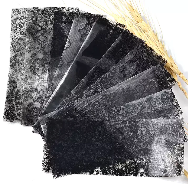 JNBS Nail Foil Box of 10 Sheets Black Lace Flower Floral 7924 - Image 4