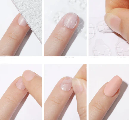 JNBS Stick Clear Nail Glue Sticker Pink (10 sheets/bag) - Image 4