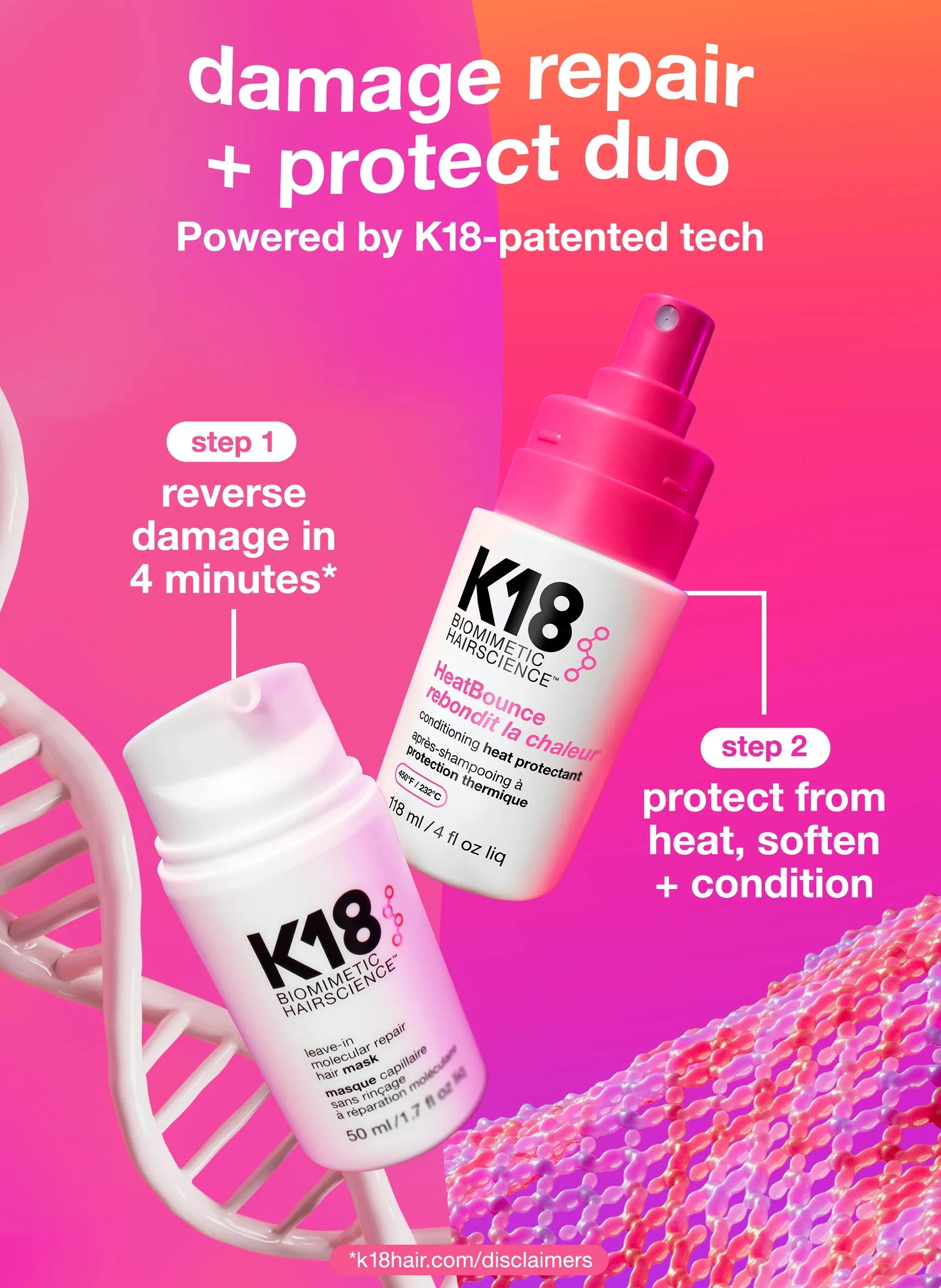 K18 Biomimetic Hairscience Heat Bounce Conditioning Heat Protectant 4 fl. oz. - Image 11