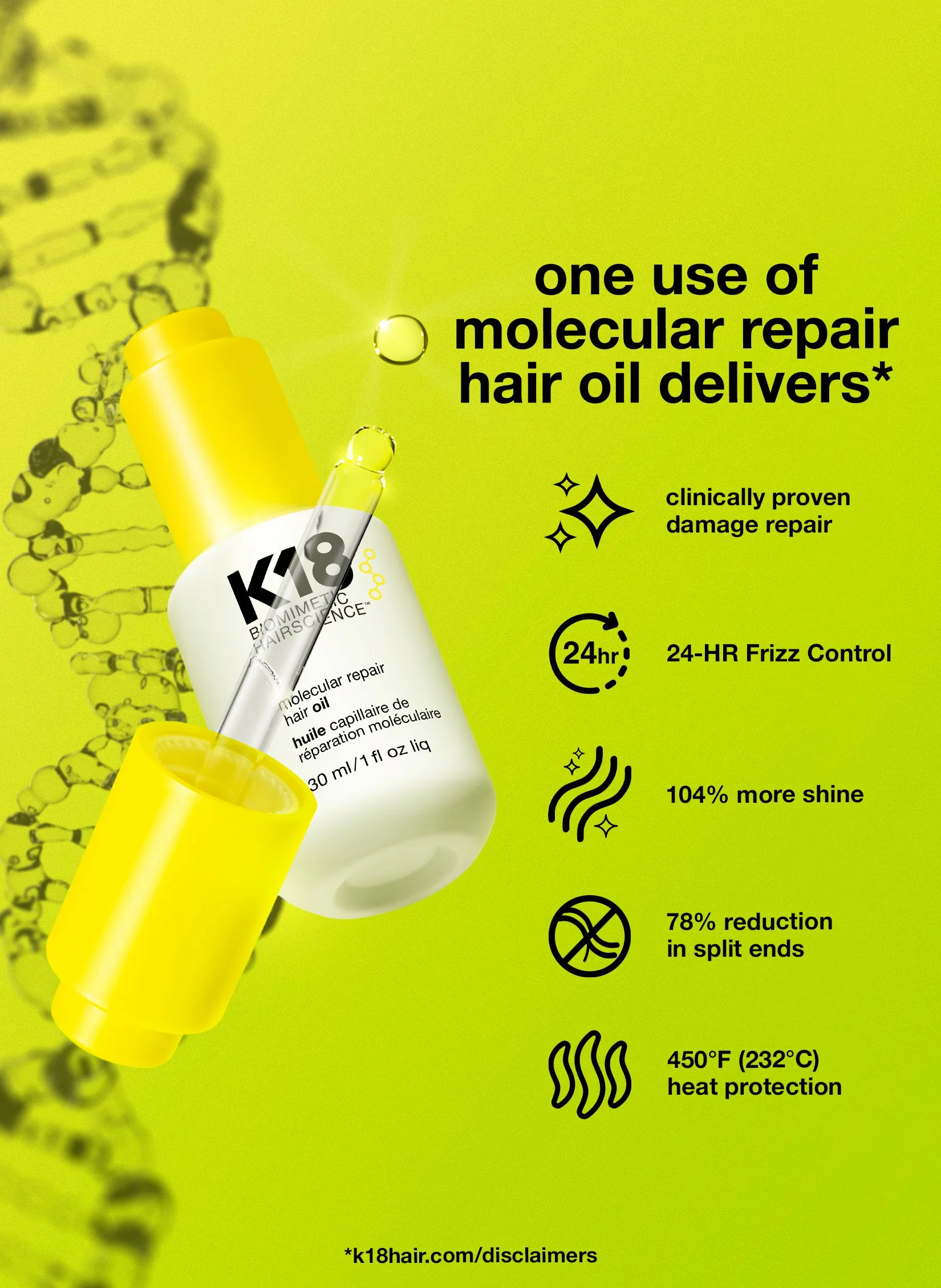 K18 Biomimetic Hairscience Molecular Repair Hair Oil - Image 2
