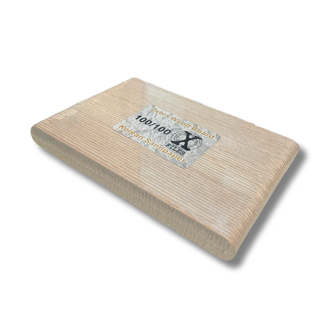 Korean Sandpaper Regular Nail X File Zebra Wood Board (3 Grit Sizes) - Image 2