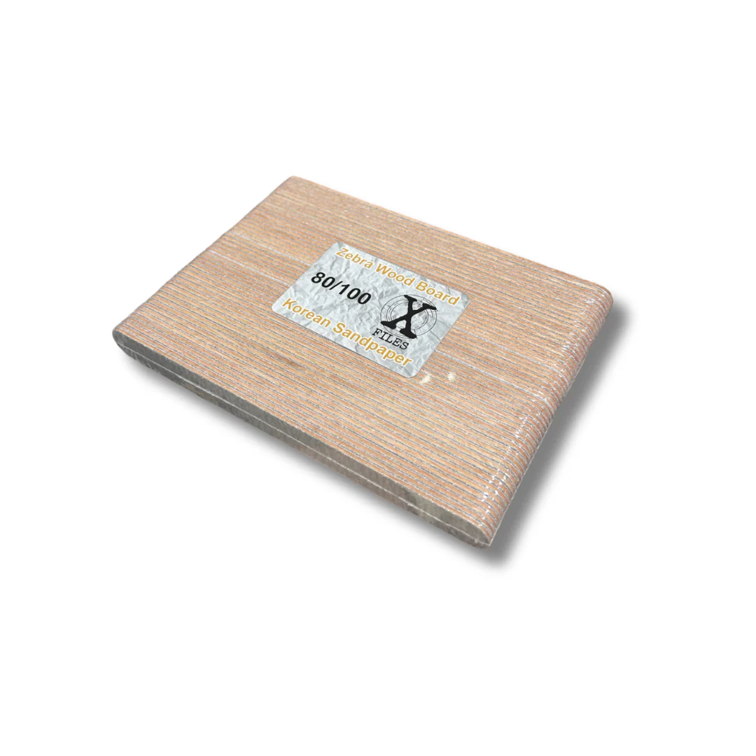 Korean Sandpaper Regular Nail X File Zebra Wood Board (3 Grit Sizes) - Image 4