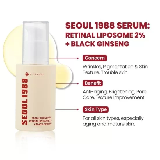 KSECRET SEOUL 1988 Serum : Retinal Liposome 2% + Black Ginseng 30mL - Image 3