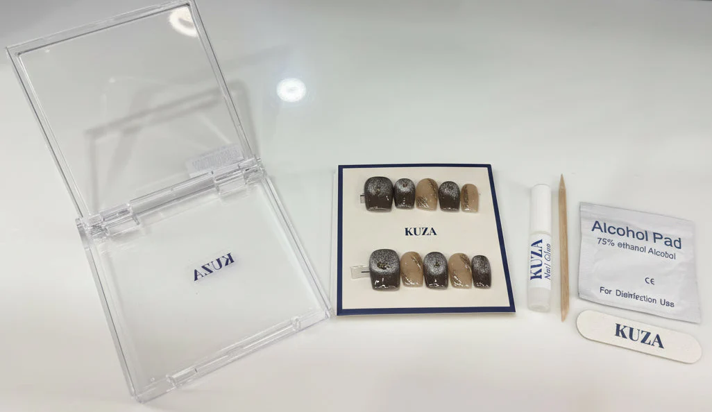 KUZA Press On Nails - Square Brown Cat Eye - 8854/8855/8856 - Image 2