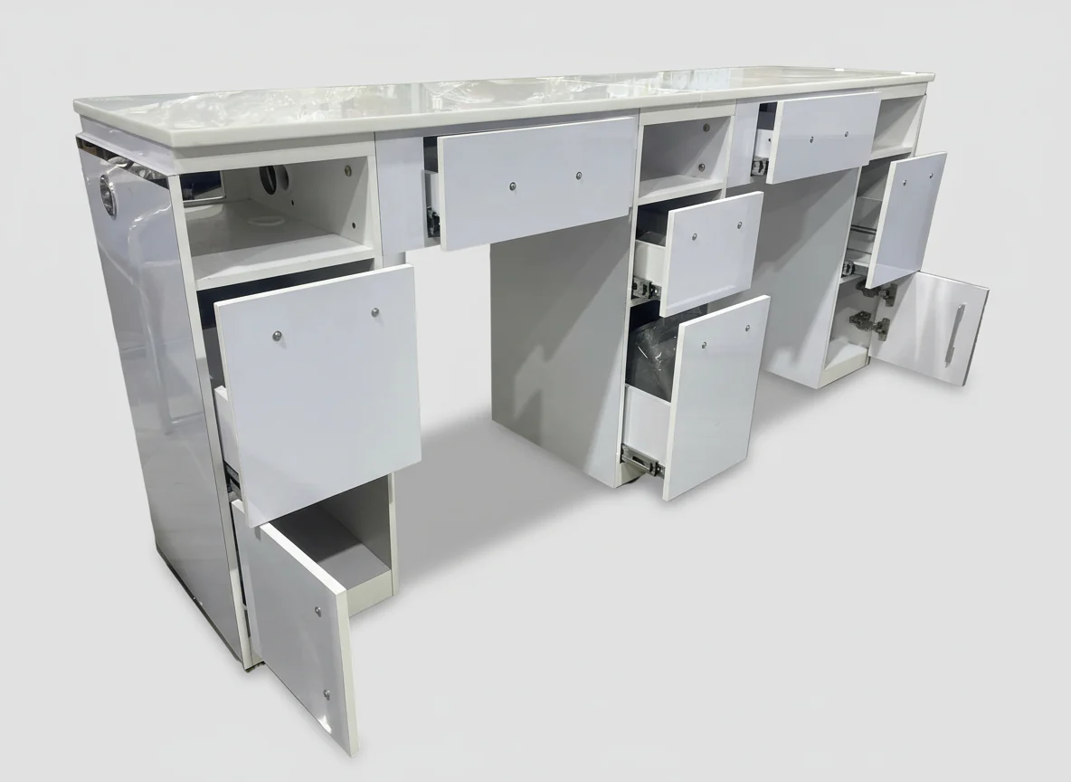 Manicure Nail Table Double TJ-24 - White (Please Call JNBS to Order) - Image 3
