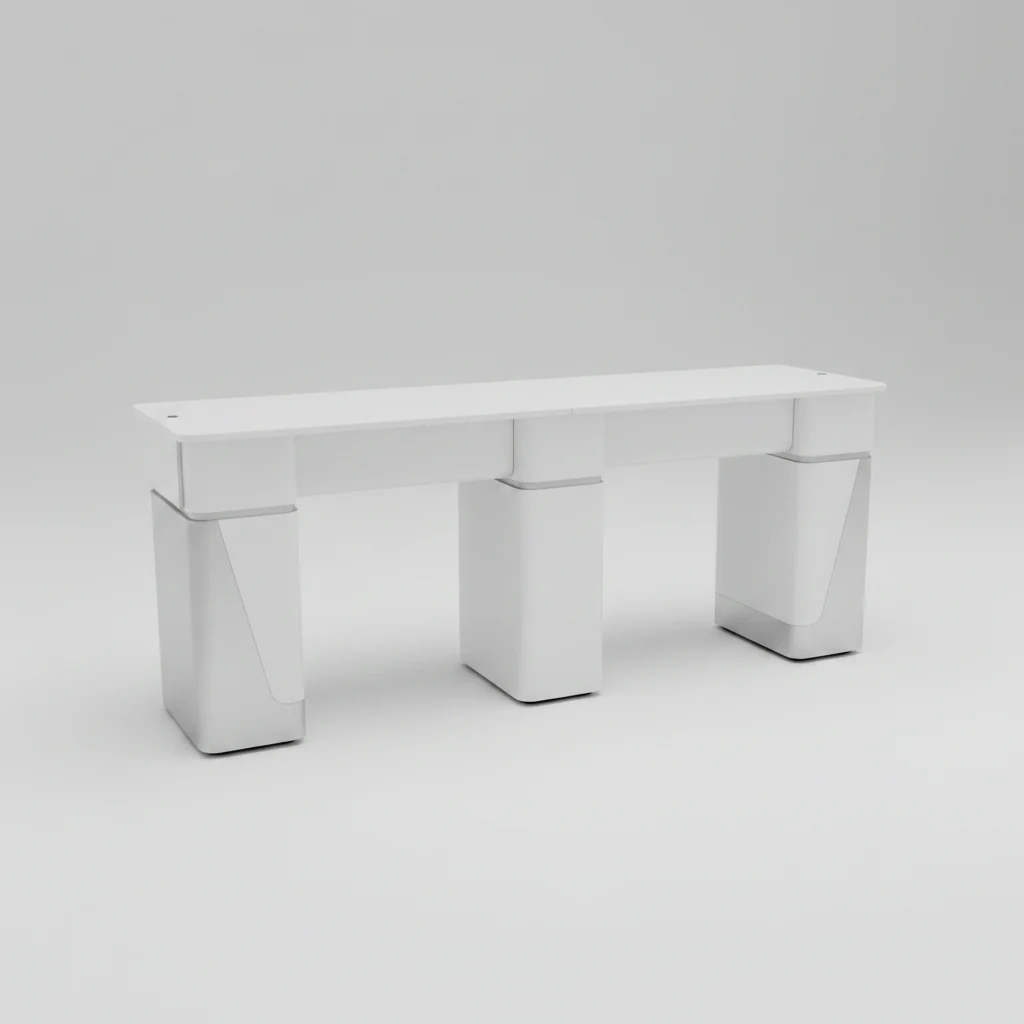 Manicure Nail Table Double TJ-42 - White/Silver - White Top (Please Call JNBS to Order)