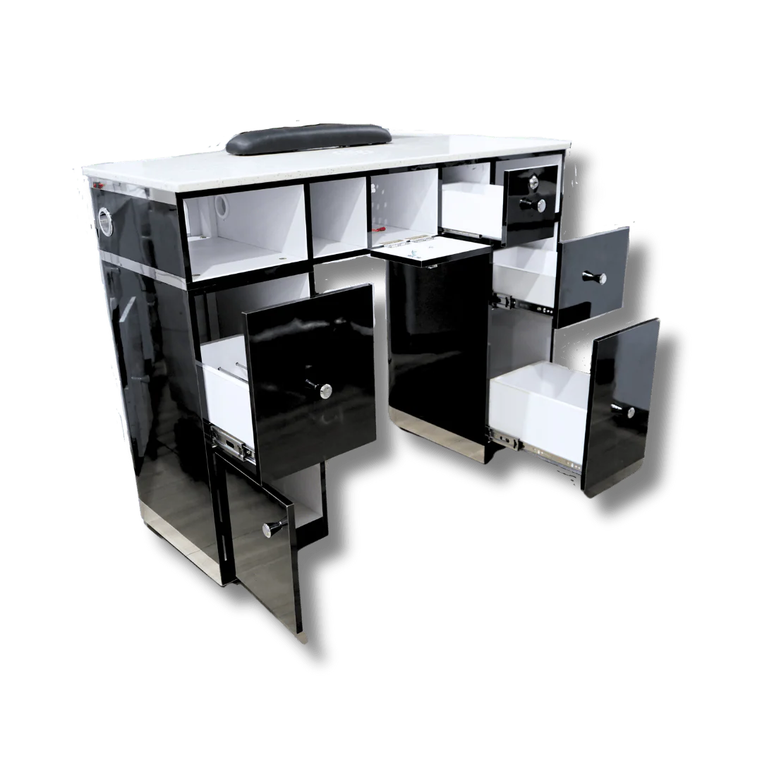 Manicure Nail Table Single TJ-40G.W7 Vent - Black (Please Call JNBS to Order)
