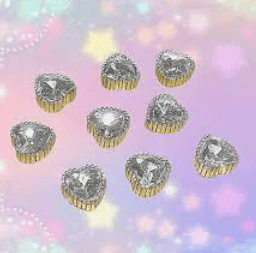 JNBS Nail Charm Metal Crystal Heart Vintage (5pcs) - Image 2
